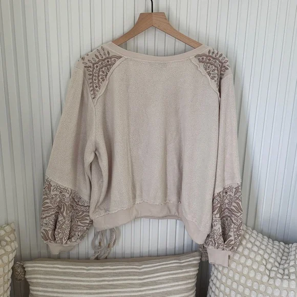 Cream Embroidered Boho Sweatshirt - Picture 6 of 6